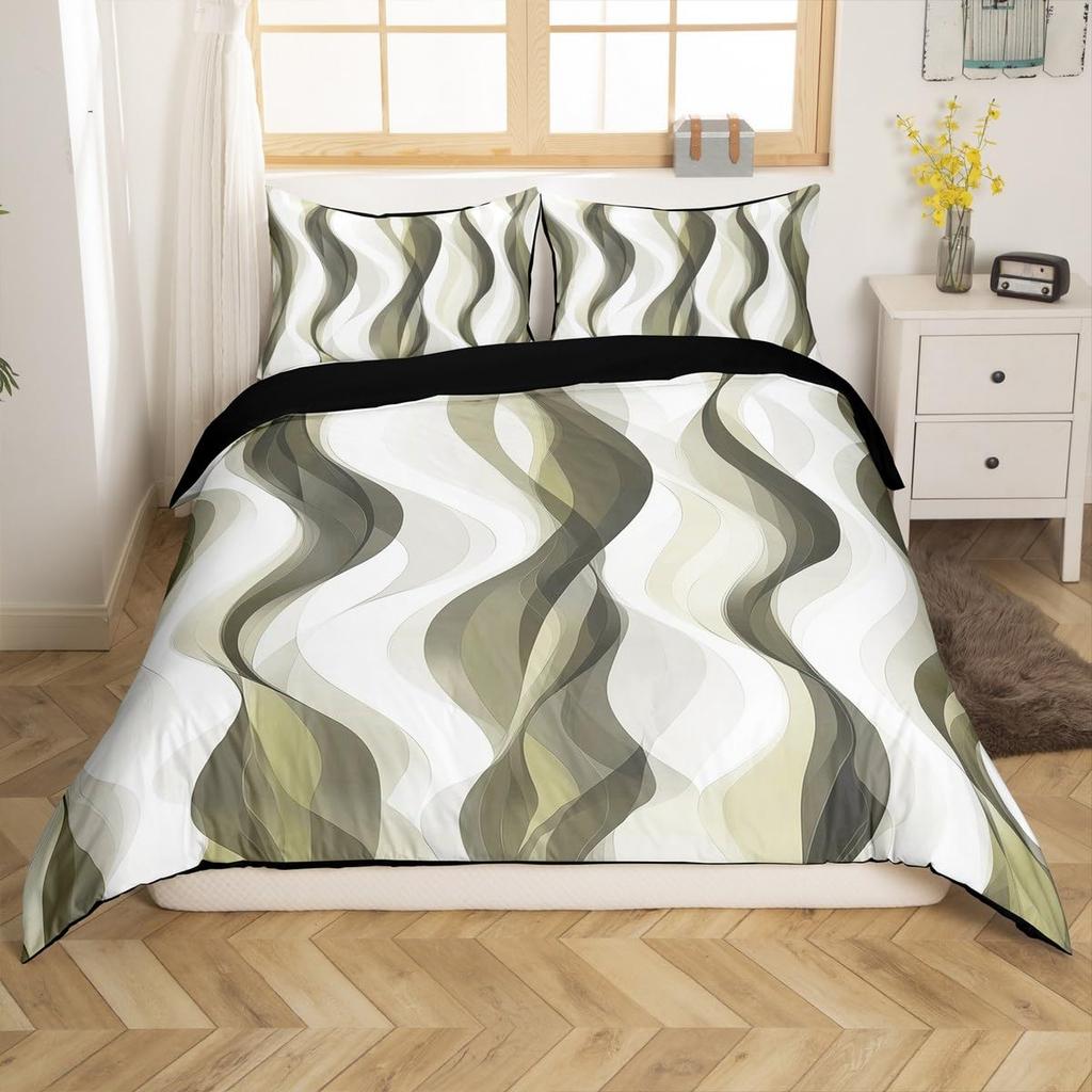 Boho Abstract Striped Duvet Cover Full Queen Size Minimalist Modern Geometric Bedding Set Mid Century Aesthetics Comforter Cover