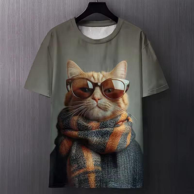 Funny Cat Creative T-Shirts Animal 3D Print Men's Women O-Neck Short Sleeve T Shirt Oversized Tees Harajuku Top Clothing