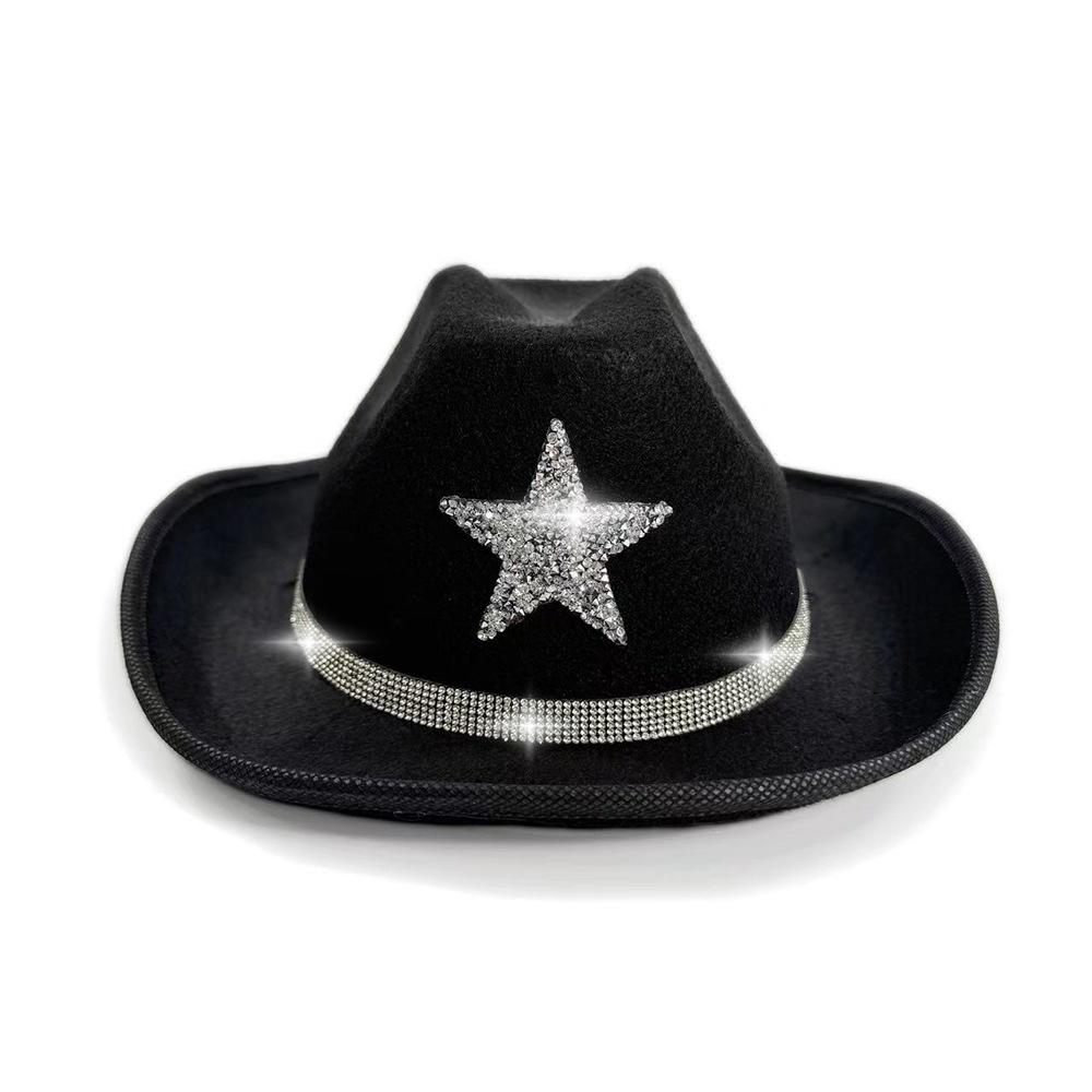 Pentagram Cowboy Hat Star Sequin Birthday Party Hats Cowgirl Hats Women Performance Hat For Adults Party Hats Cosplay