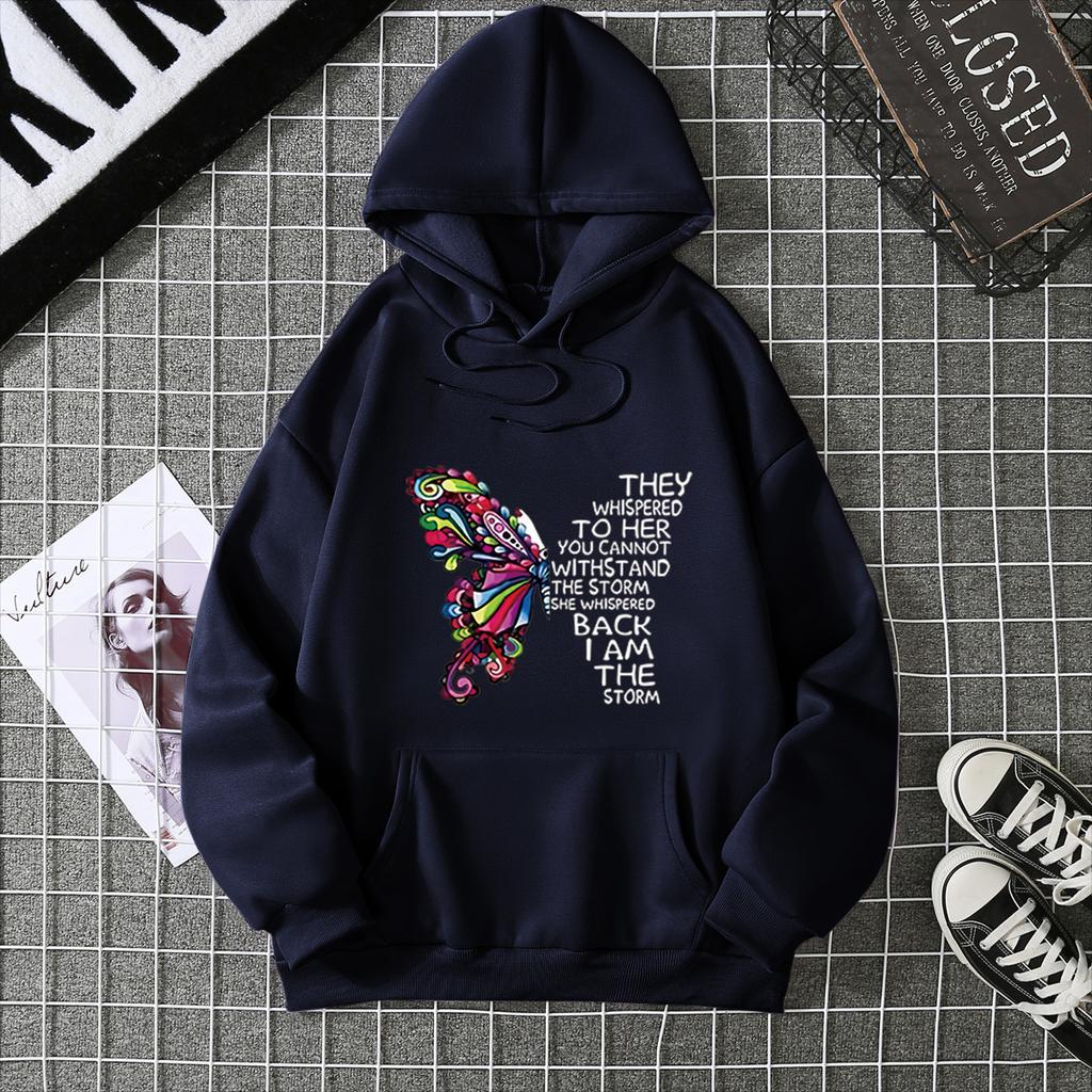 Loose Plus Size Hoodie with Women's Print Trendy Versatile Letter Loose Hooded Top 7046