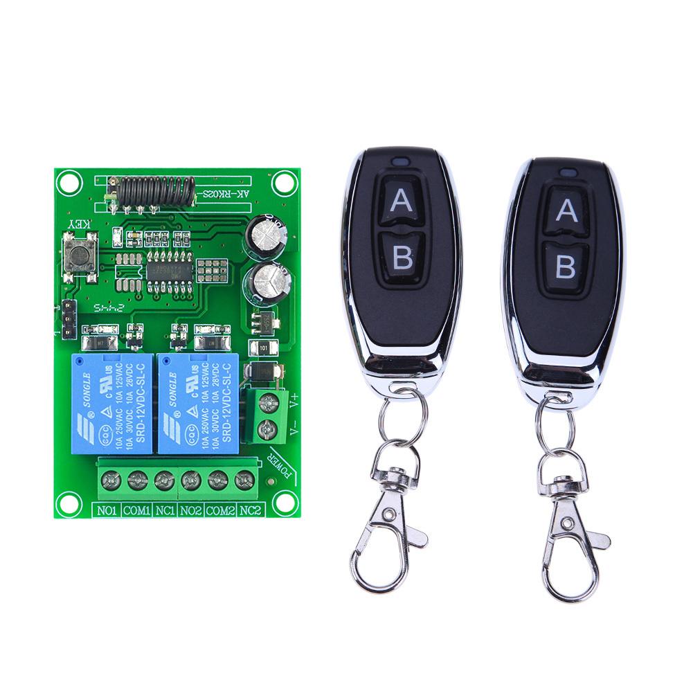 

433Mhz DC 12V Universal Wireless Remote Control Switch 2 Channel Relay Receiver Module RF Transmitter for Garage Door Lighting