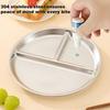 Stainless Steel Kids Plates Portion Control Compartment Trays Divided Meal Plate