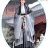 Unisex Song Dynasty Style Hanfu Inspired Modern Set Women Men Watercolor Print Wide Sleeve Top Skirt