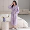 Coral Fleece Nightgown Women'S Winter Fleece Thickened Medium And Long Flannel Pajamas Autumn And Winter Bathrobe Women