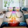 Funda nórdica de meditación de chakras bohemios, juego de cama de yoga con temática relajante, funda de edredón de loto con mandala exótico, decoración para dormitorio tamaño king
