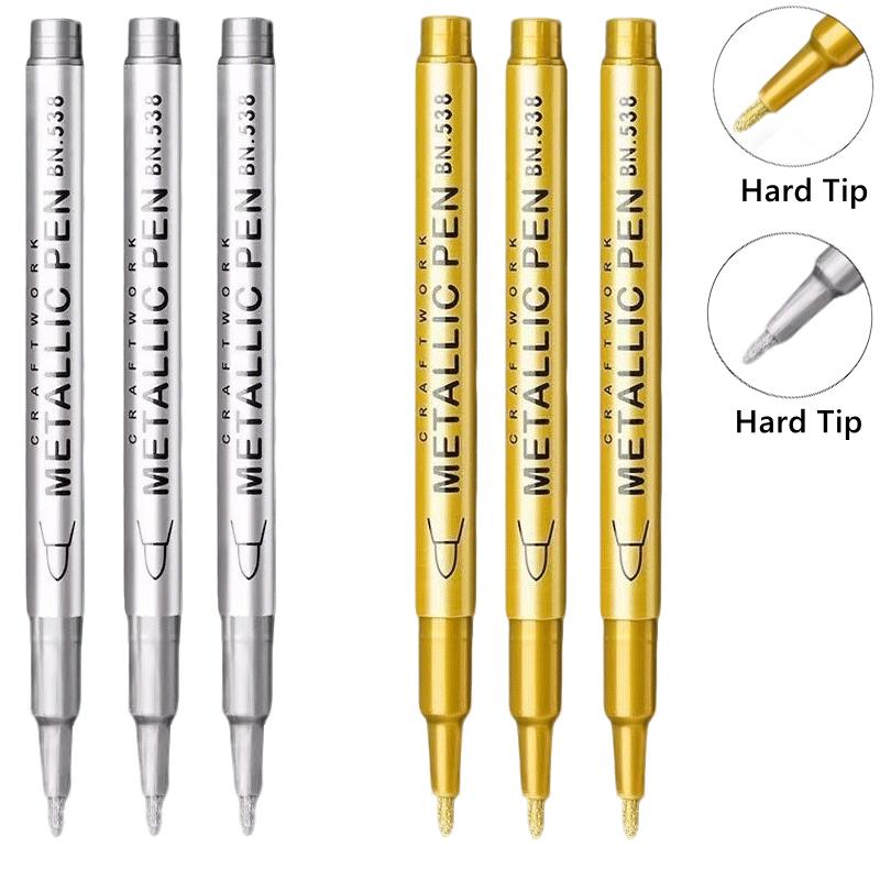 1/10/50Pcs Art Writing Gold Silver White Metallic Paint Pen Set Brush Tip Marker Pen Acrylic Paint Markers Stationery Supplies