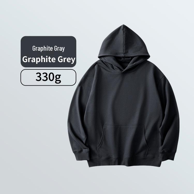 Men's 330g Heavyweight Round Neck Hoodie - Skin-Friendly, Antibacterial, Soft, Versatile, and Casual Sports Top