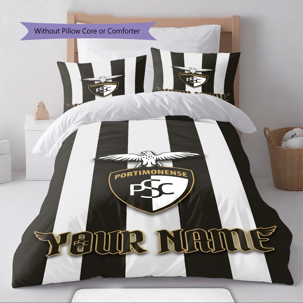Name Custom Portimonense SC Pattern Bedding Set Quilt Cover Pillowcase Home Decor Gift (1 * Duvet Cover + 2 * Pillowcase, Without Core)
