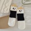 1/5 Pairs Sleeping Socks Cartoon Panda Design Thickened Coral Velvet Warm Winter Socks Mid-Tube Floor Socks