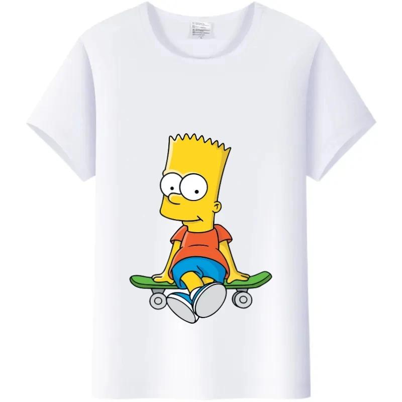 Casual Disney Cartoon Simpson Harajuku T-shirt Summer Blouses Ladies Men White Tees Tops Short Sleeve Blouses Women 90S Tshirt