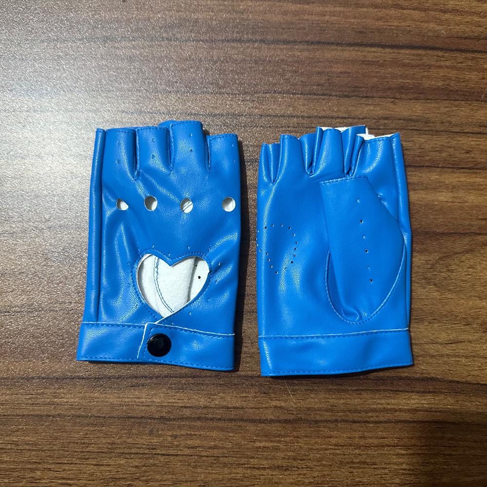 Dance Gloves Ladies Street Punk Stage Performance Thunderbolt Half Finger Gloves Nightclub Photography Leather Dance Gloves