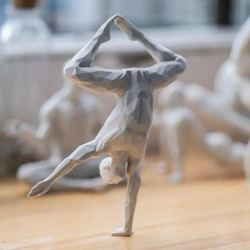 3D Yoga Pose Figurine – Male Plastic Desktop Ornament for Home & Office Decor