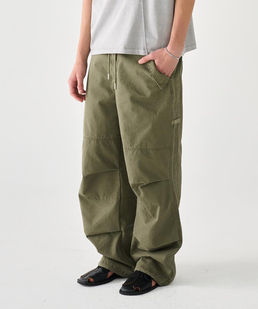 KNOUUN Washed Panel Pants (Olive)