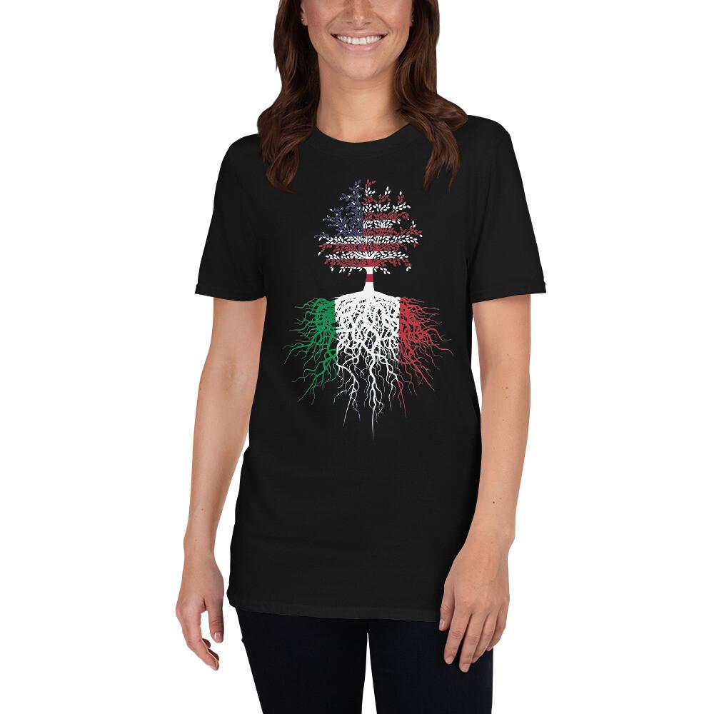 American Grown With Italian Roots Italy Italian Flag American Flag Tree TShirt Unisex T-Shirt L
