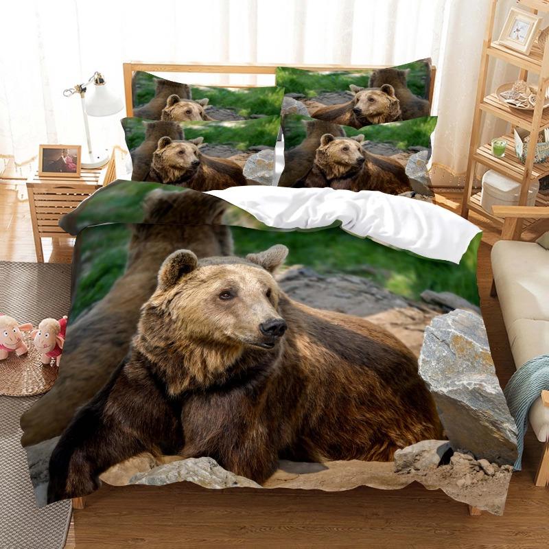 Dropshipping Animal Pattern Cow, bear, Wolf Bedding Set Duvet Cover Sets Housse De Couette Super Comfortable Cotton Bedclothes