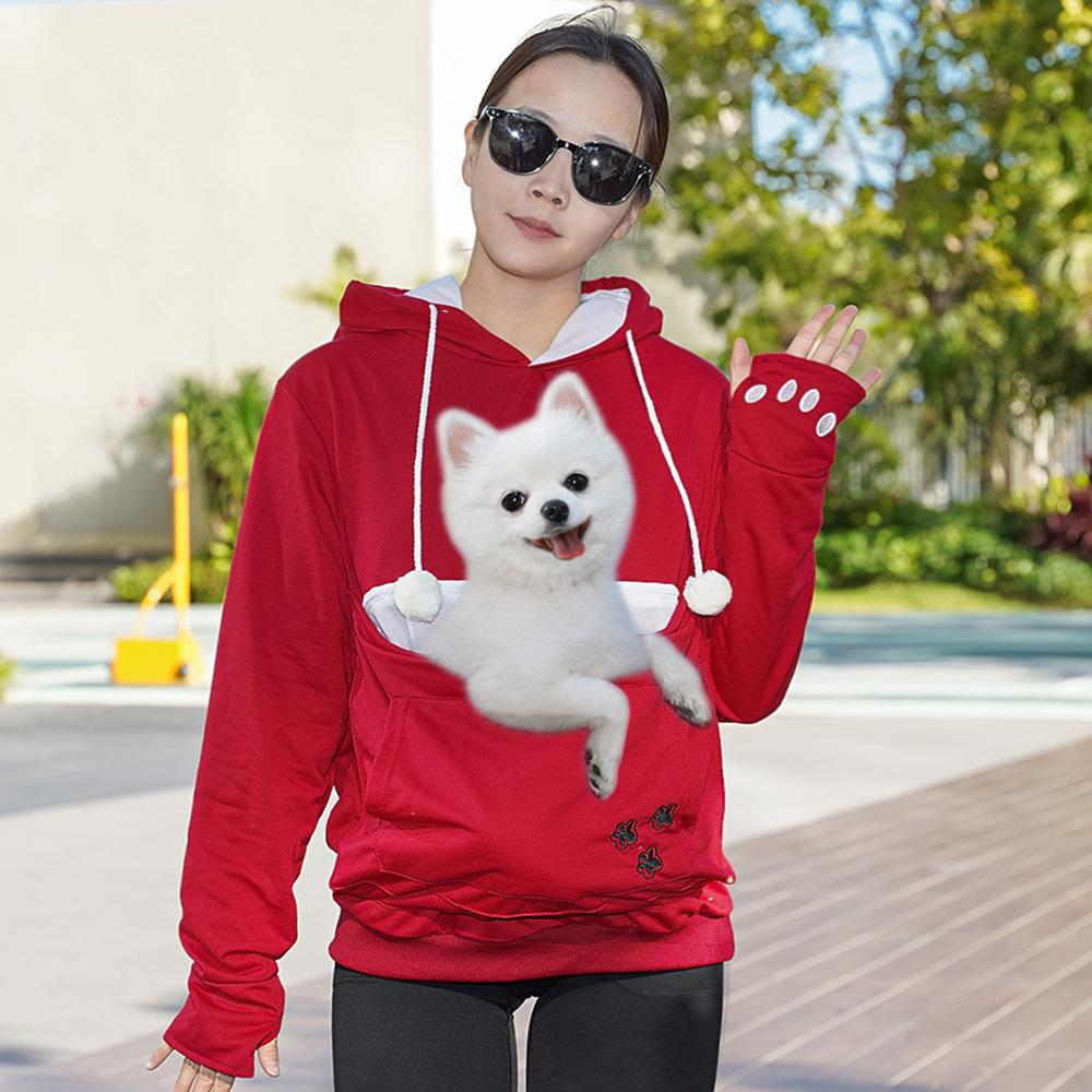 

European and American big pocket pet casual pullover sweater hooded dog autumn and winter coat deer dog cat S (bust 97cm)