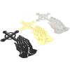3PCS Set Peaceful Praying Hands Wall Decor with Religious Cross Garden Decoration Ornaments