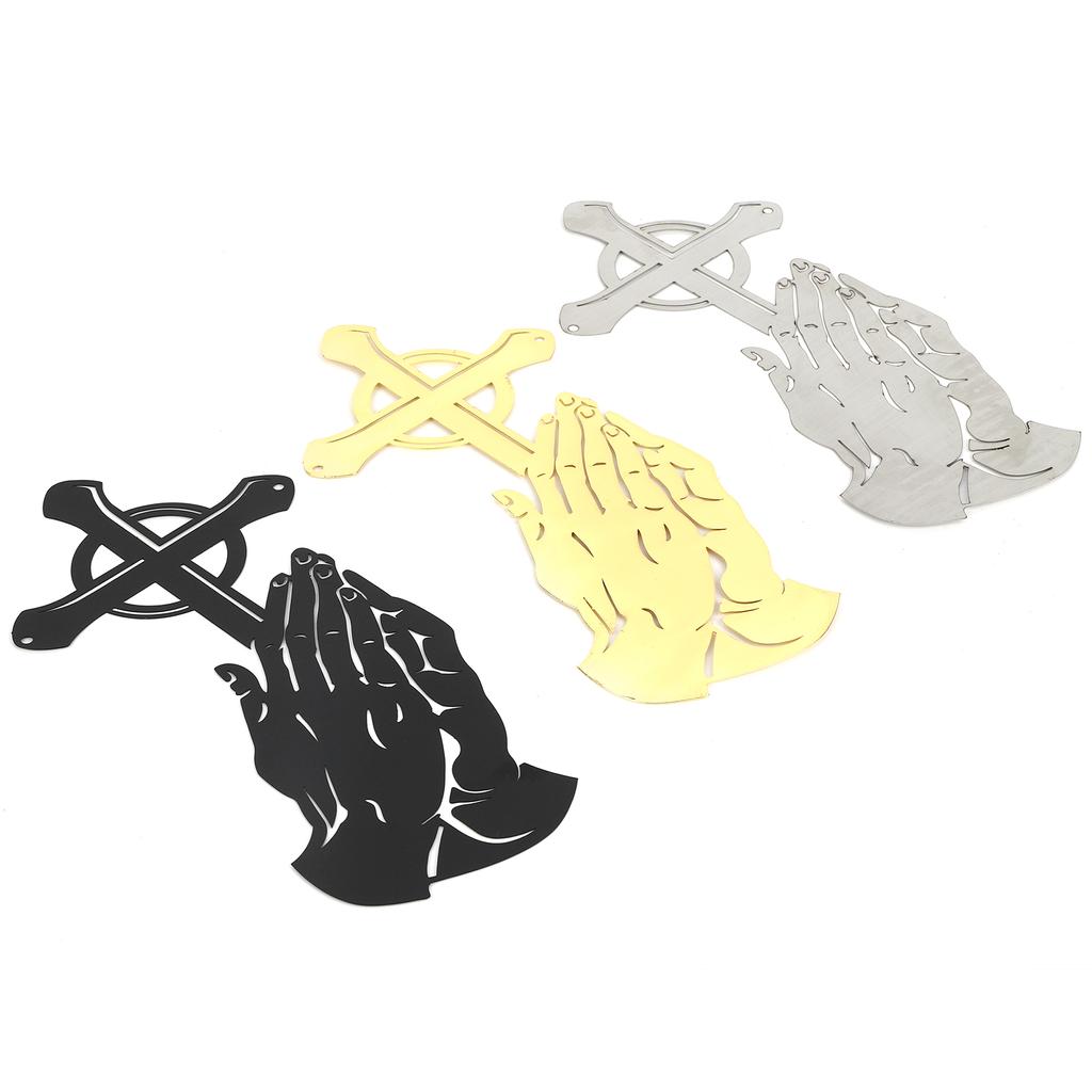 3PCS Set Peaceful Praying Hands Wall Decor with Religious Cross Garden Decoration Ornaments