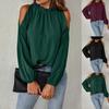 Dámská halenka s rolákem a dlouhým rukávem, odhalujícími rameny, regular fit, elegantní šifonový top