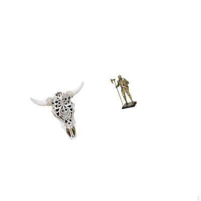 Cow Head Wall Decor Knight Figurine Sculpture Hanging Art Tabletop Ornament for Office