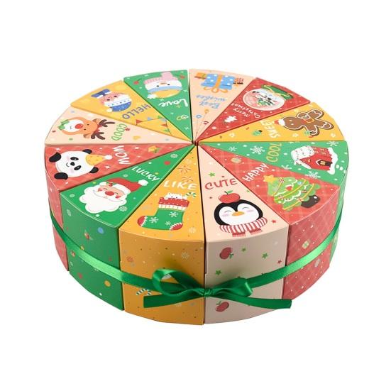 12Pcs/Set Christmas Treat Box Fan Design Cookie Box Combination Cartoon Small Gift Boxes Christmas Candy Boxes for Xmas Party Favors