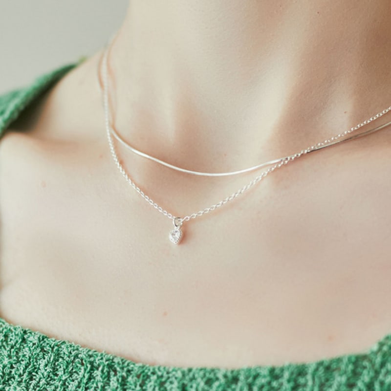 

Charmy silver heart layered-necklace Silver