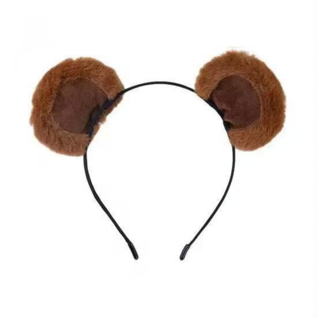 Braunbär Ohren Niedliches Stirnband Flauschiges Grizzly Haarband Tierohren Kopfschmuck für Make-up Gesicht Waschen Party Halloween Geschenk
