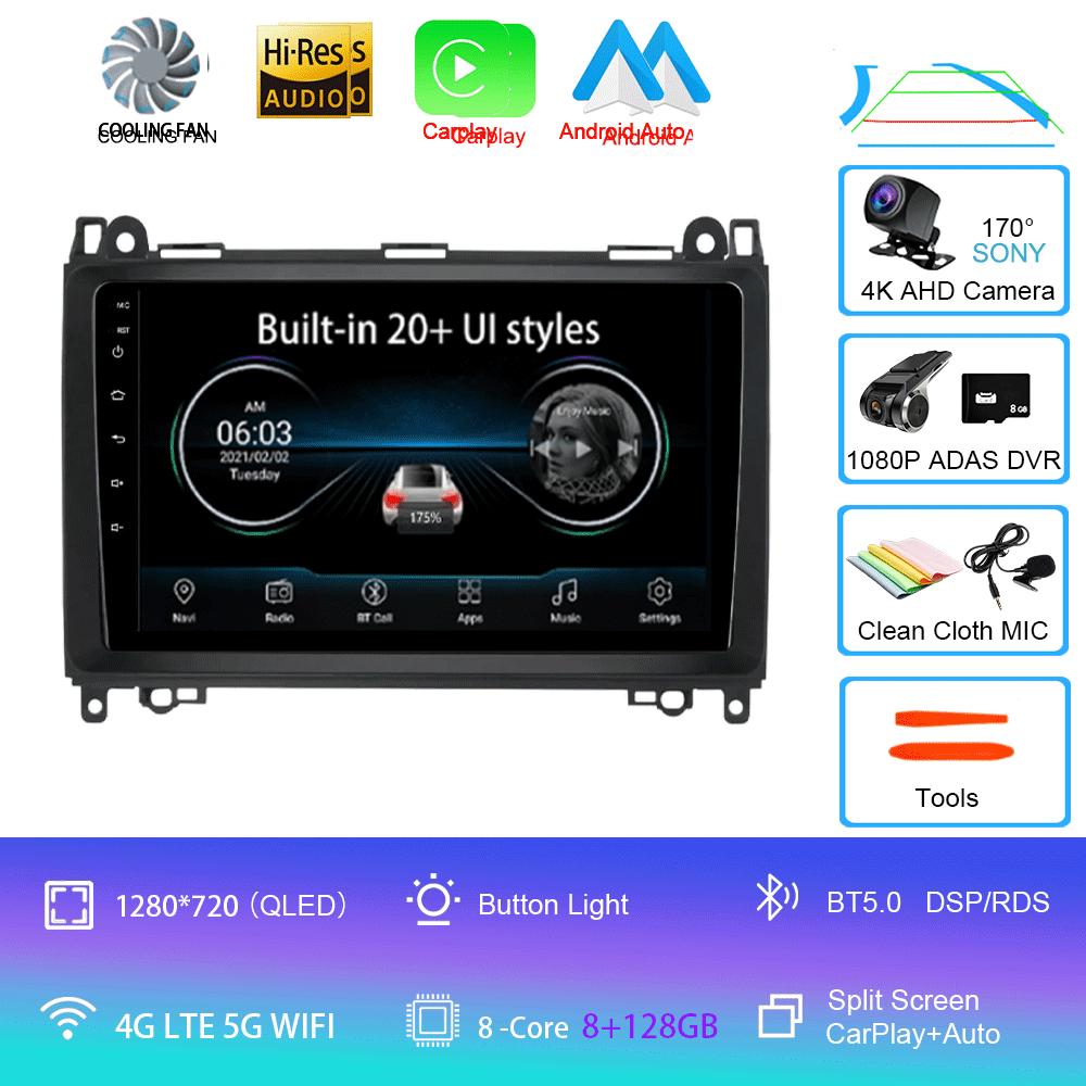 Android 14 Video Player 9'' For Mercedes Benz B200 Sprinter W906 W639 AB Class W169 W245 Viano Vito Car Radio Multimedia GPS DVD