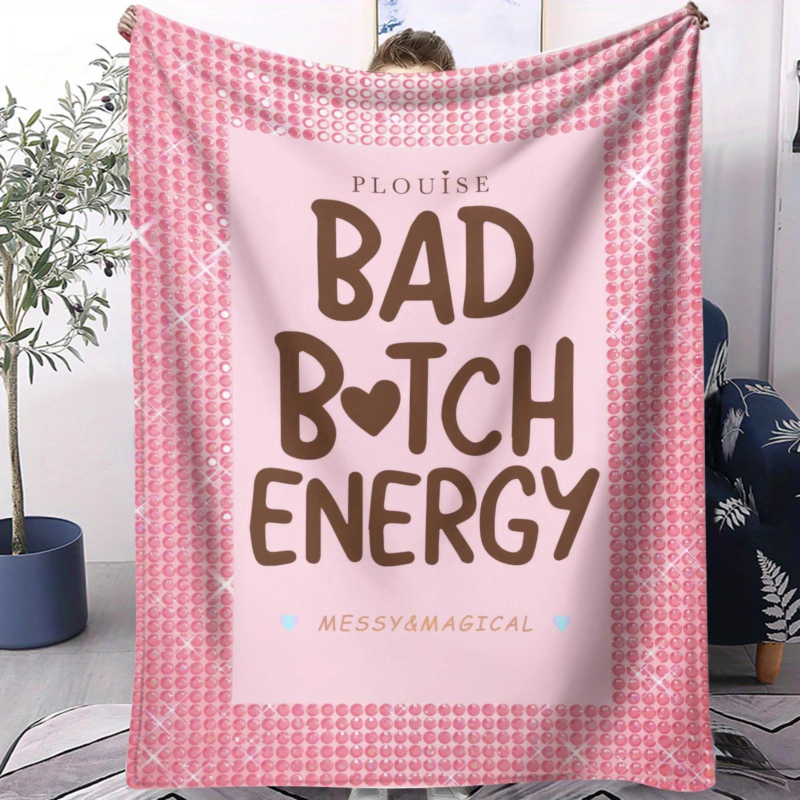 

Bad Girl Energy Super Soft Plush Blanket Warm Cozy Patterned Throw for Home Leisure Camping Travel MultiFunctional Universal B 40x50inch 101x127cm