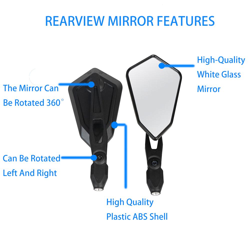 Black Durable Motorcycle Rearview Mirror Kit For Spiegel Paar Honda Yamaha Kawasaki Maverick Booster M10 Enduro KTM Suzuki
