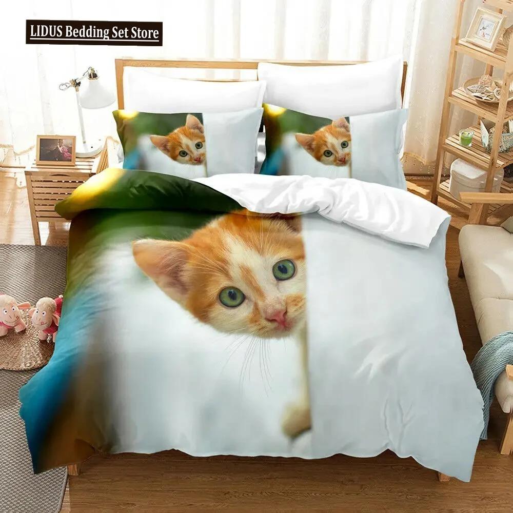 Cat Duvet Cover Collection Cat Lover Gifts Bedding For Women Cute Kitten Pattern Bedroom Decor Twin Double Queen King Size Quilt Cover