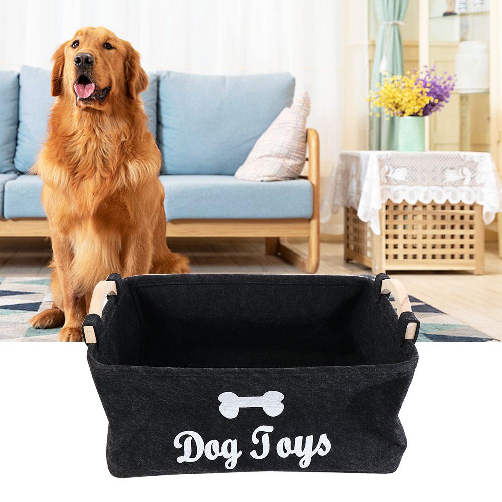 Felt Pet Toy Bin Box Cartoon Pattern Foldable Pet Toy Organizer Dog Toy Storage Basket  Clothing