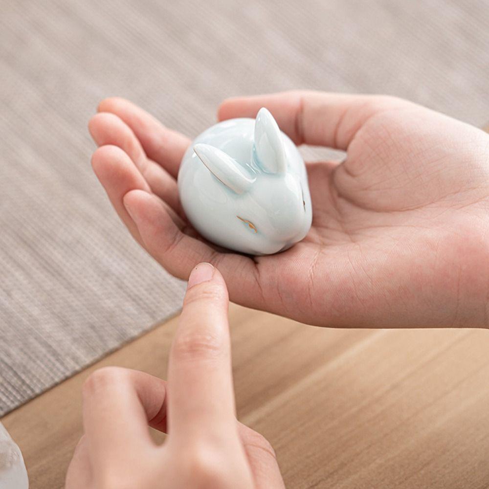 Home Ceramic Bunny Chinese Tea Pet Lazy Kung Fu Tea Rabbit Ornament Tea Accessories
