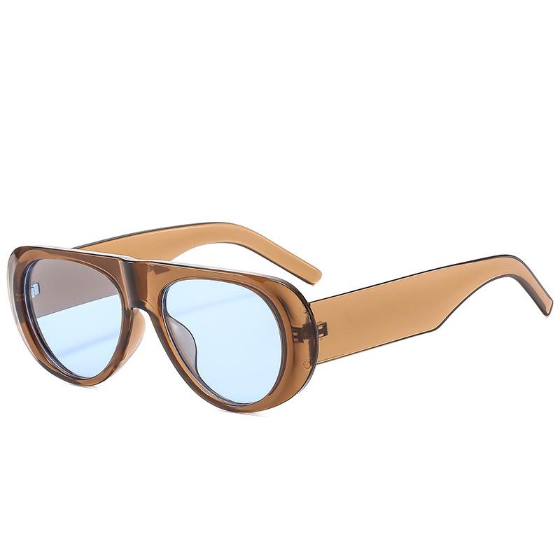 Vintage Big Frame Ellipse Women Square Sunglasses Brand Black Round Cool Men Sunglasses One Piece Designer Pilot Sun Glasses