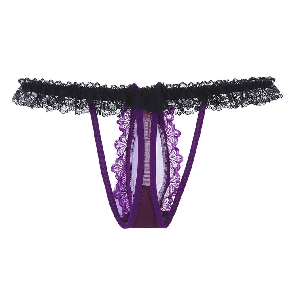 Pánská květinová krajková tanga Sissy Spodní prádlo Sexy Bowknot Pouch G-string Bikiny Sissy Nightwear