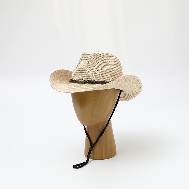 Western Jazz Top Cowboy Hats Women's Summer Sunscreen Beach Sun Hat Seaside Travel Curled Outdoor Travel Straw Hat Men Panama