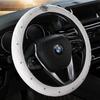 DERMAY Luxury Crystal Crown Studded Rhinestone PU Leather Car Steering Wheel Cover Diamond Steering For Women Girl Car Styling
