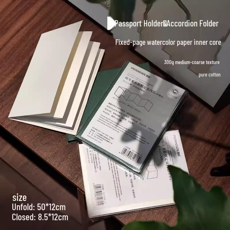 Zun Jue Watercolor Planner Inserts – Pure Cotton, 300g, Medium-Coarse Texture, Passport Size, Fixed Loose-Leaf.