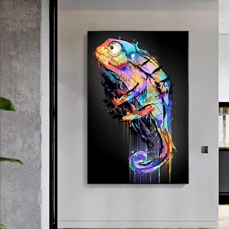 Abstract Graffiti Aesthetics Animal Canvas Paintings Chameleon Wall Art Posters and Prints Modern Artwork Living Room Home Decor No Frame