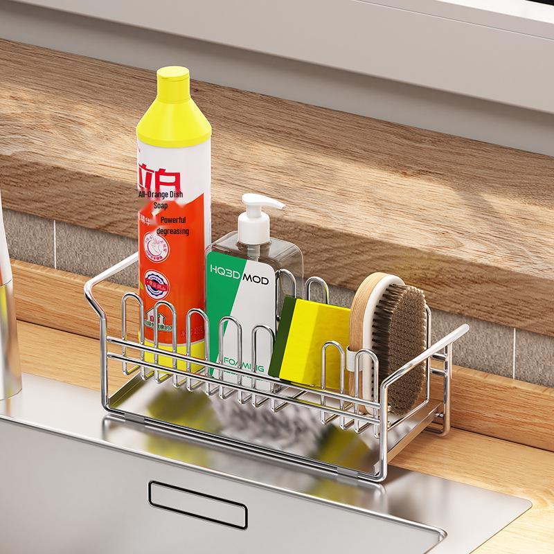 Japanese Style 304 Stainless Steel Kitchen Countertop Rack for Sponges, Soap, and Cloths