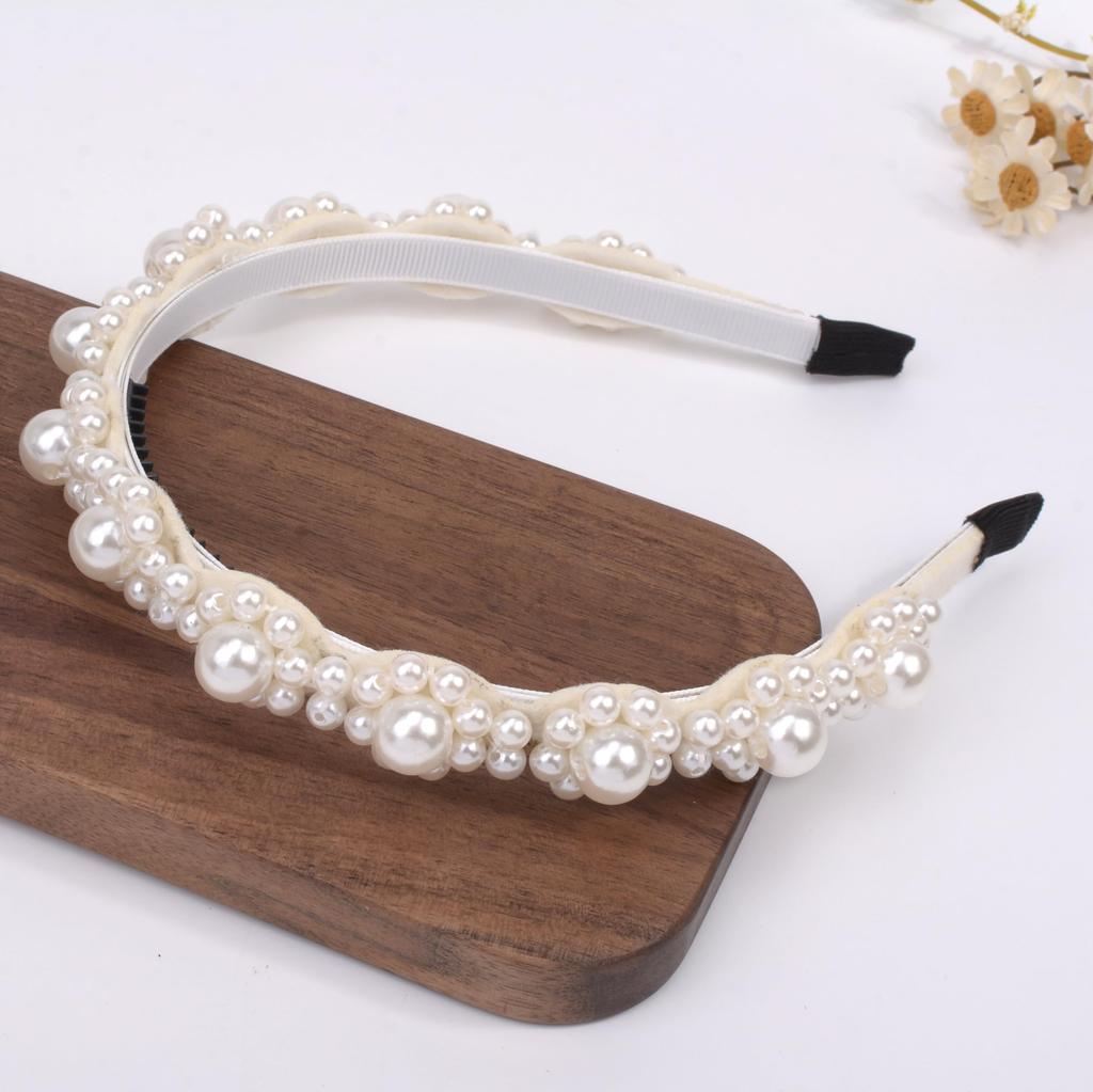 BIANHUAN Pearl Hairband Headband for Babies and Kids, Perfect for Dresses, Formal Occasions, Recitals, Shichi-Go-San, Weddings, and Ceremonies, White