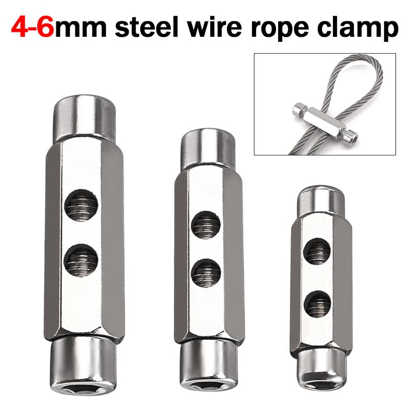 4/5/6mm Heavy-Duty Steel Wire Rope Clamp Adjustable Suspension Fixed Metal Fastener Wire Lock 2/5pcs 4mm-2pcs