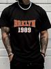 Male Cotton Short Sleeve T Shirt Brklyn 1989 Letter Pattern Loose Crew Neck Street Casual Summer Tees For Young Adult Unisex