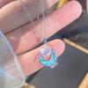 Blue Ocean Moonstone Moon Flower Titanium Steel Zircon Clavicle Necklace For Women