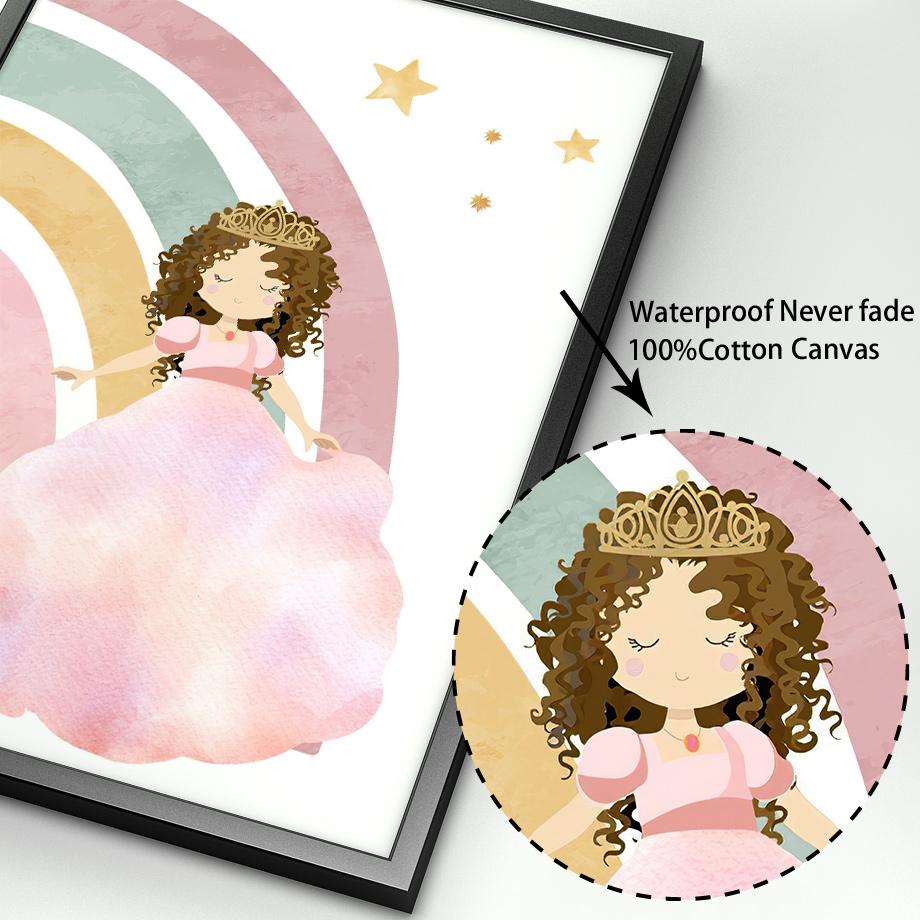Princess Castle Unicorn Rainbow Sun Star Wall Art Canvas Painting Nordic Posters And Prints Wall Pictures Girl Kids Room Decor