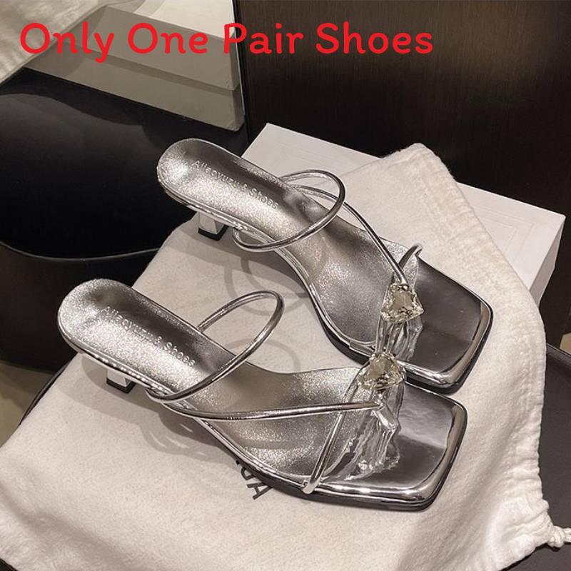 Water Diamond Style Toe Post Slide Sandals For Women Summer Fashion With Rubber Sole