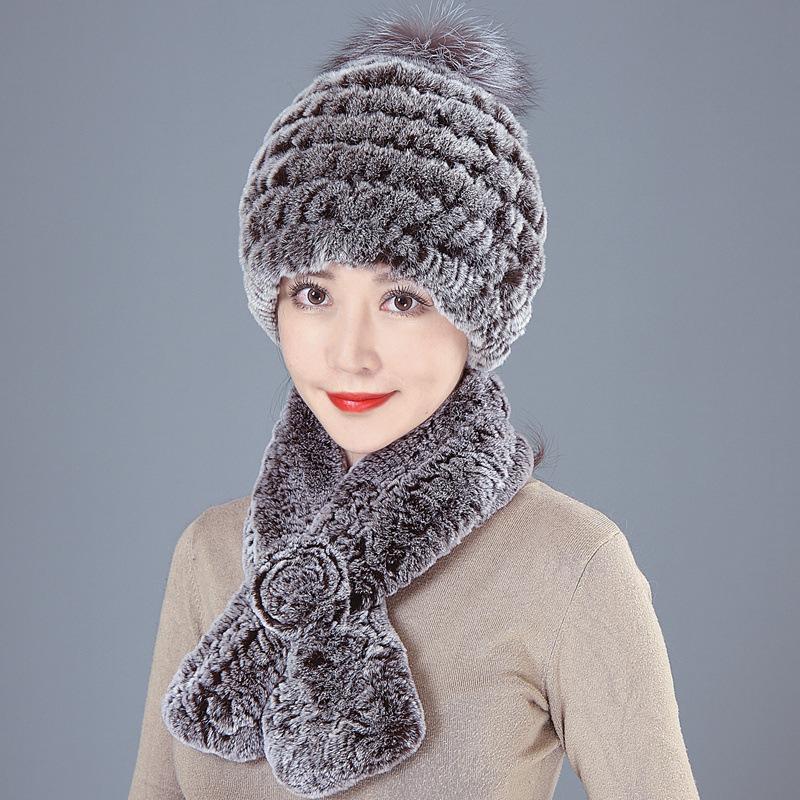 Old Man In Fur Rex Rabbit Hair Hat Ladies Autumn and Winter Mom Old Woman Warm Fox Hair Grandma Top Hat