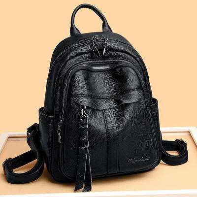 Hochwertiger weicher Lederrucksack, einfacher Damenrucksack mit großer Kapazität, Schülerschultasche