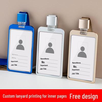 Aluminum Alloy ID Card Holder with Crystal Buckle Lanyard for Employees and Students