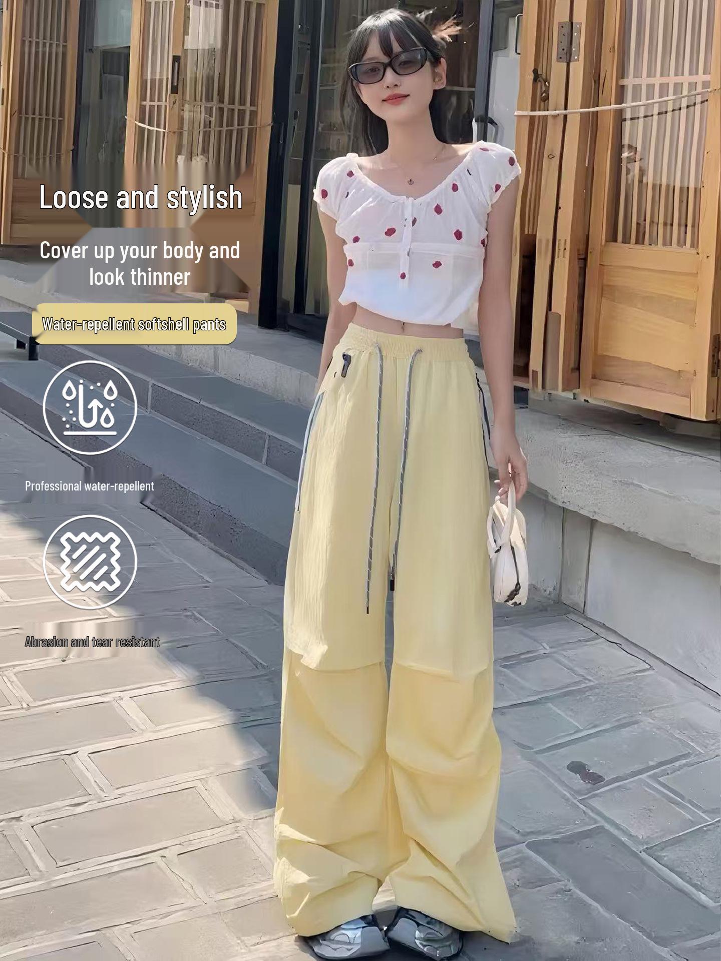 Women s Windproof Quick-Dry Hiking and Mountaineering Petite Wide-Leg Cargo Pants L